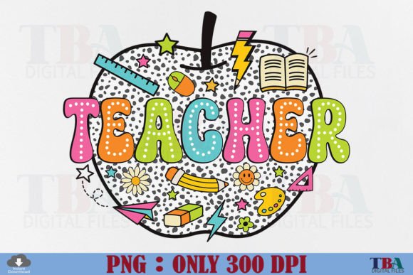 Teacher PNG, Back to School Retro Dots: A Must-Have for Creative Projects