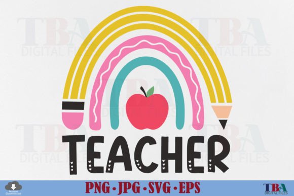 Teacher Rainbow SVG Apple Back to School